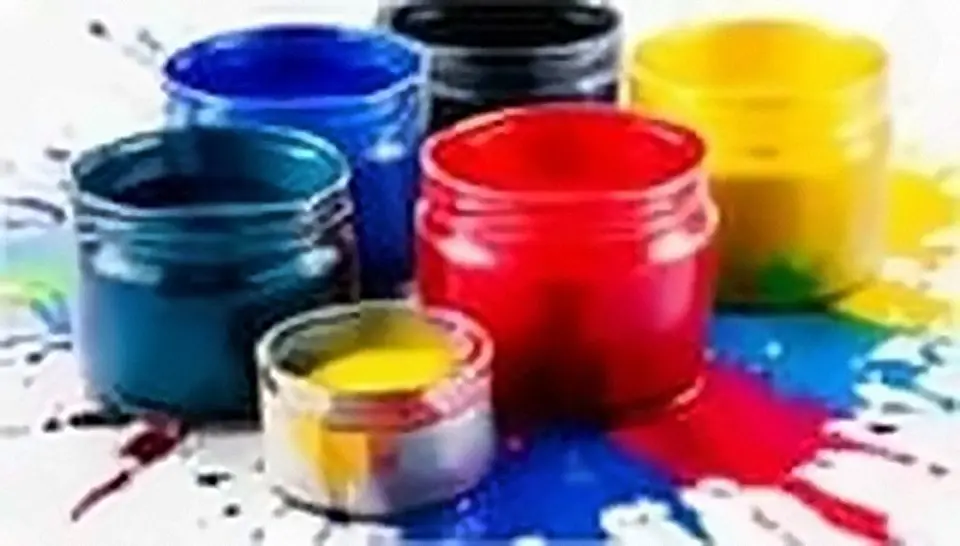 Cans of coloured printing ink